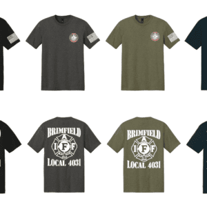 Six casual t-shirts in various colors with a distinctive circular logo on the chest and large back print.