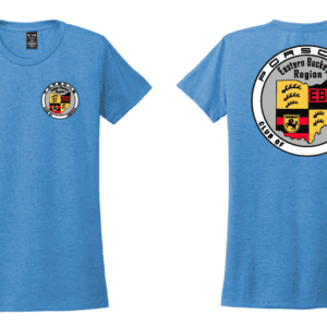 Front and back of light blue Porsche shirt