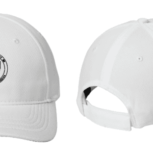 White baseball caps with embroidered crest
