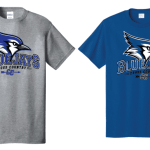 Bluejays cross country logo t-shirts gray and blue