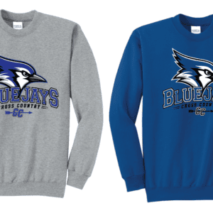 Gray and blue Bluejays cross country sweatshirts
